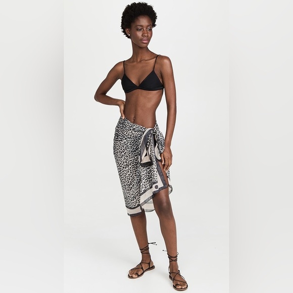 Solid & Striped Pareo Leopard Print Polyester Wrap Coverup Sarong Scarf NWT OS - Picture 2 of 12